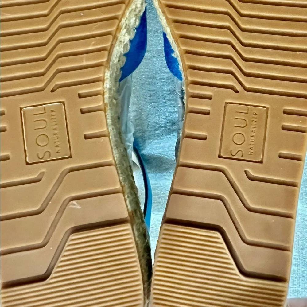 NWT Soul Naturalizer Wren Linen Blue Fabric Espadrilles Sandals - Blue size 9.5